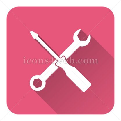 Spanner and screwdriver flat icon with long shadow vector – web page icon - Icons for website
