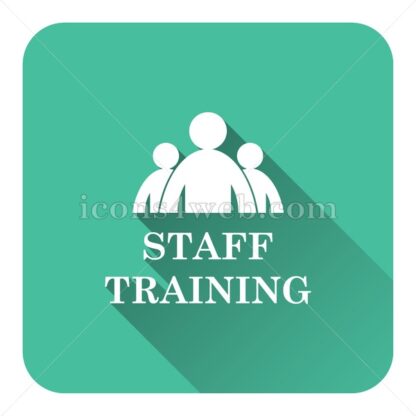Staff training flat icon with long shadow vector – vector button - Icons for website