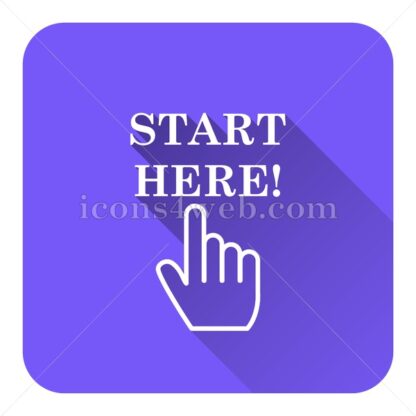 Start here flat icon with long shadow vector – icon website - Icons for website