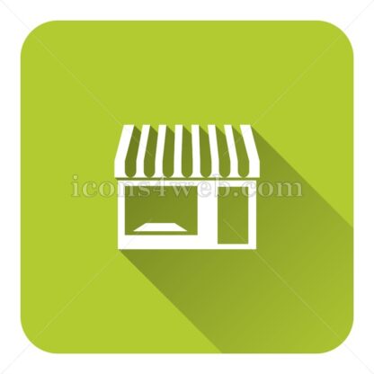 Store flat icon with long shadow vector – graphic design icon - Icons for website