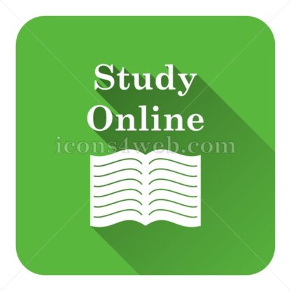 Study online flat icon with long shadow vector – icons for website - Icons for website