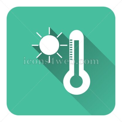 Sun and thermometer flat icon with long shadow vector – stock icon - Icons for website