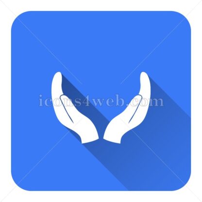 Supporting hands flat icon with long shadow vector – vector button - Icons for website