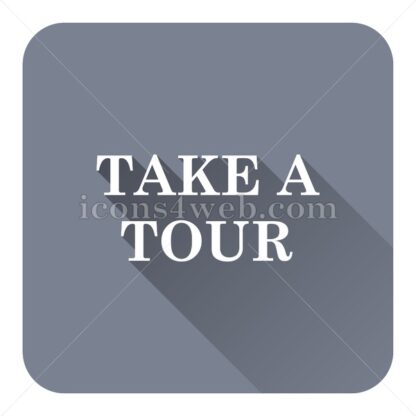 Take a tour flat icon with long shadow vector – button for website - Icons for website
