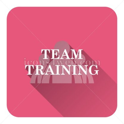 Team training flat icon with long shadow vector – vector button - Icons for website