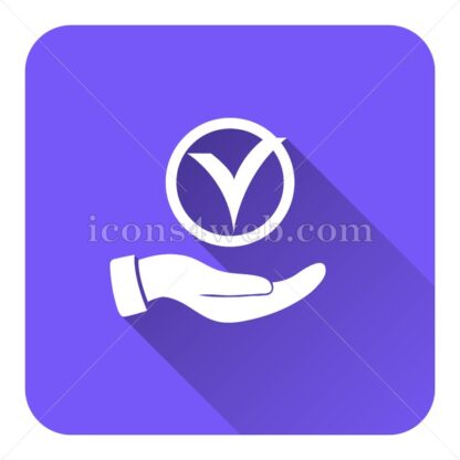 Tick with hand flat icon with long shadow vector – graphic design icon - Icons for website