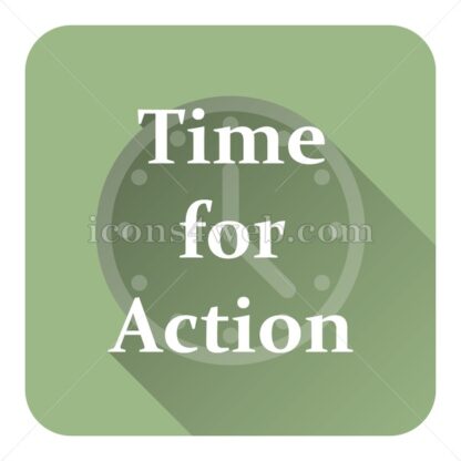 Time for action flat icon with long shadow vector – website button - Icons for website