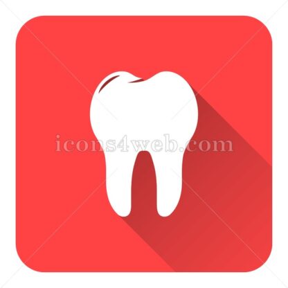 Tooth flat icon with long shadow vector – stock icon - Icons for website