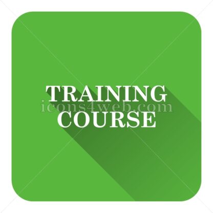 Training course flat icon with long shadow vector – vector button - Icons for website