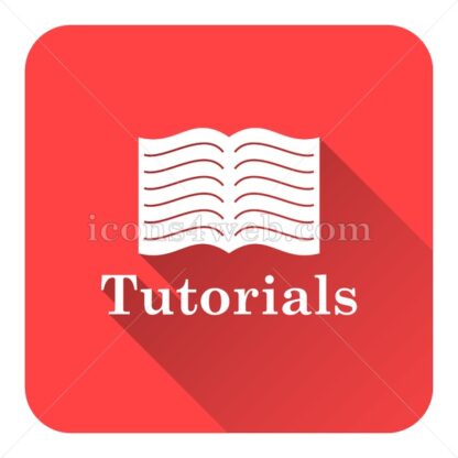 Tutorials flat icon with long shadow vector – button icon - Icons for website