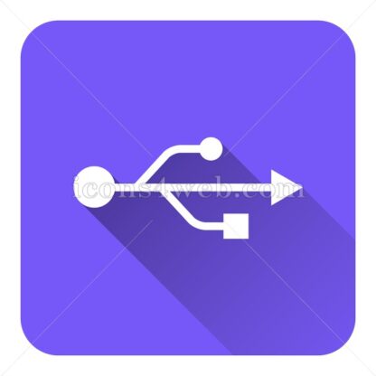 USB flat icon with long shadow vector – web button - Icons for website