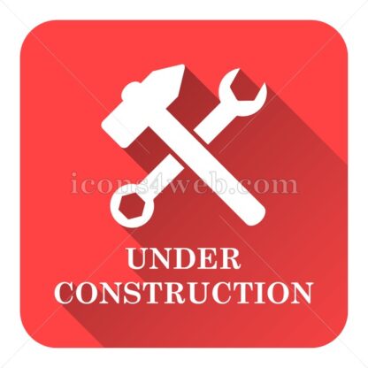 Under construction flat icon with long shadow vector – web button - Icons for website