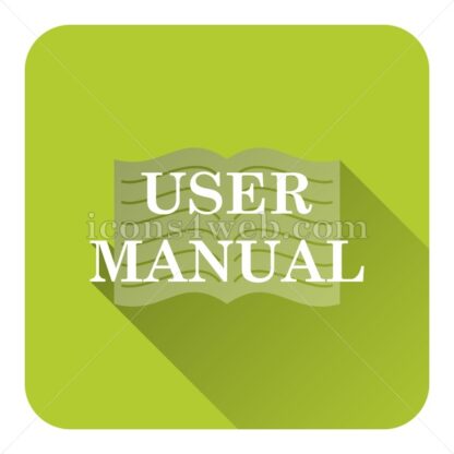 User manual flat icon with long shadow vector – button for website - Icons for website