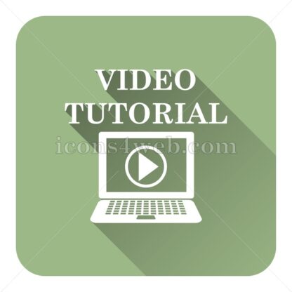 Video tutorial flat icon with long shadow vector – vector button - Icons for website