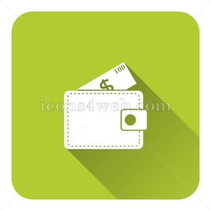 Wallet flat icon with long shadow vector – graphic design icon - Icons for website