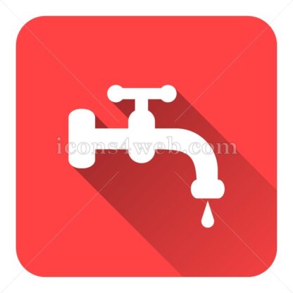 Water tap flat icon with long shadow vector – icon for website - Icons for website