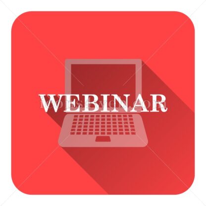 Webinar flat icon with long shadow vector – website icon - Icons for website