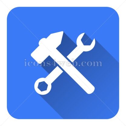 Wrench and hammer. Tools flat icon with long shadow vector – web page icon - Icons for website
