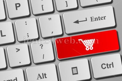 Cart button on keyboard. Online shopping concept - Icons for website