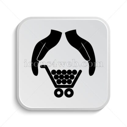 Consumer protection, protecting hands icon design – Consumer protection, protecting hands button design. - Icons for website